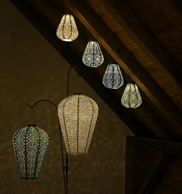 solar lampion met filigrain effect - buitenlamp -Tulip 20 Bazaar - salie groen