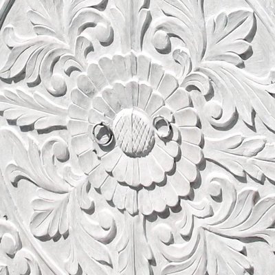 TV kast white washed met lotus houtsnijwerk 150*55*45 cm