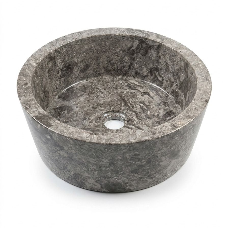 Waskom van zwart / grijs marmer - natuursteen  - 40 cm