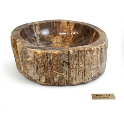 Waskom van versteend hout–  organische schoonheid - 44 cm