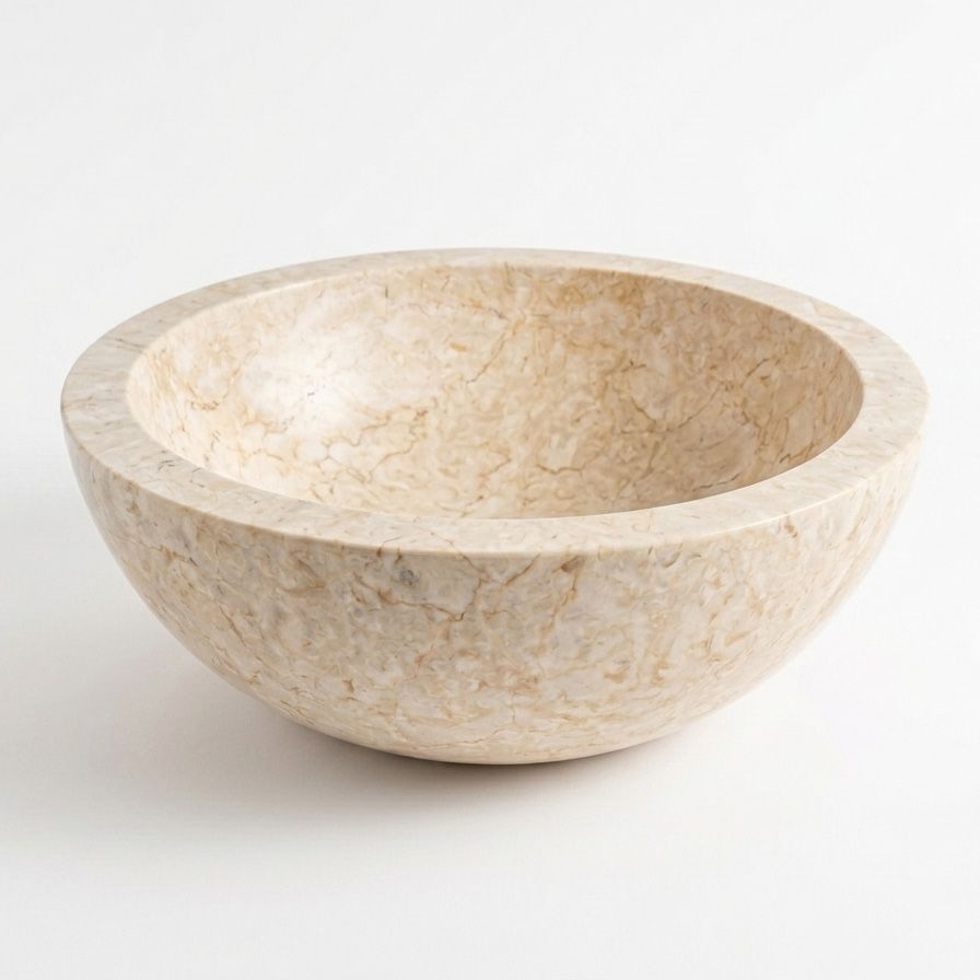 Waskom van beige marmer - natuursteen  - 40 cm