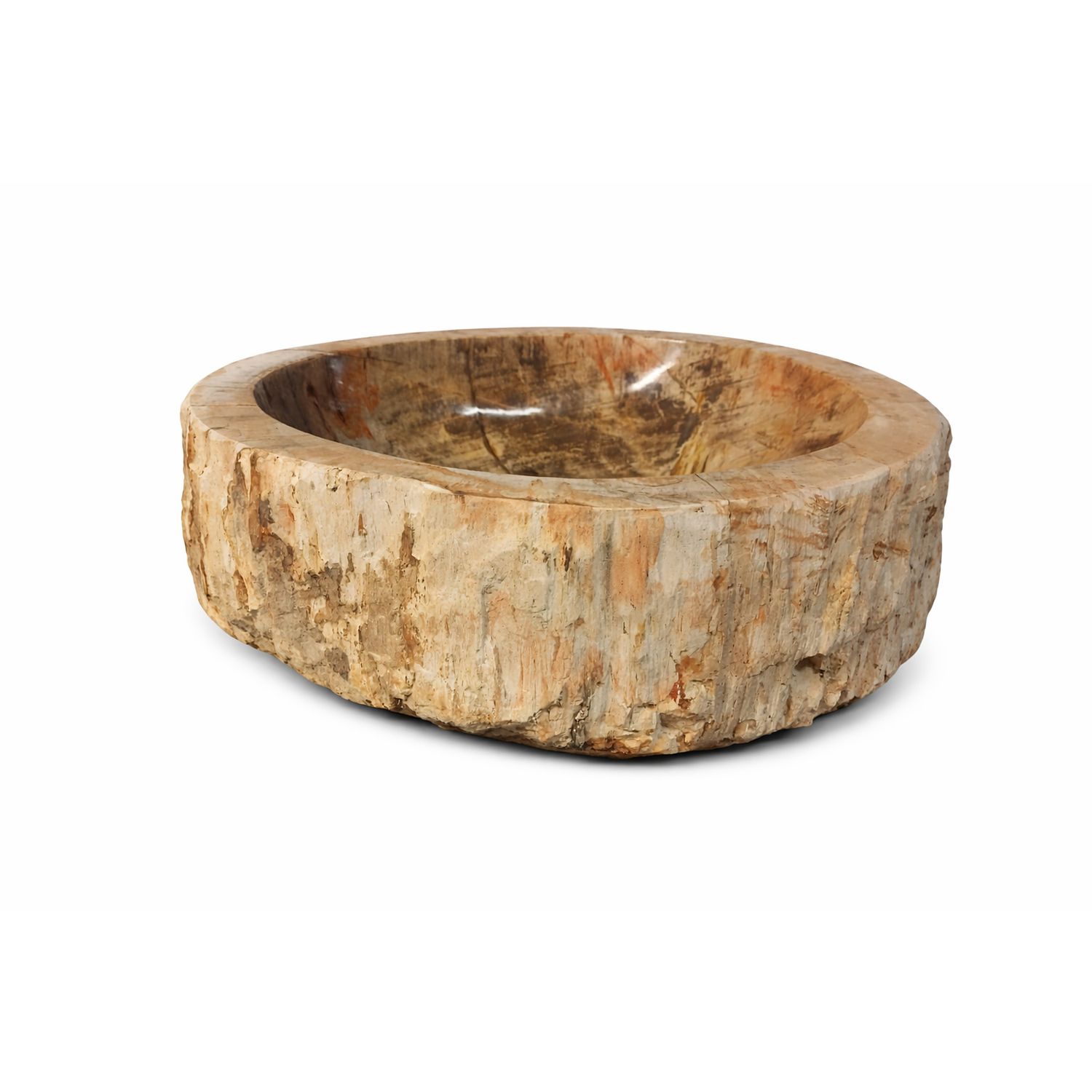 Waskom van versteend hout–  organische schoonheid - 45 cm