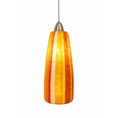 retro lamp jaren '70 - 40 cm lange langwerpige hanglamp met vintage  verticale strepen - amber - kleurrijke steentjes mozaïek patronen