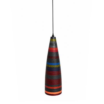 retro lamp jaren '70 - 40 cm lange langwerpige hanglamp met vintage  verticale strepen - multi colour - kleurrijke steentjes mozaïek patronen