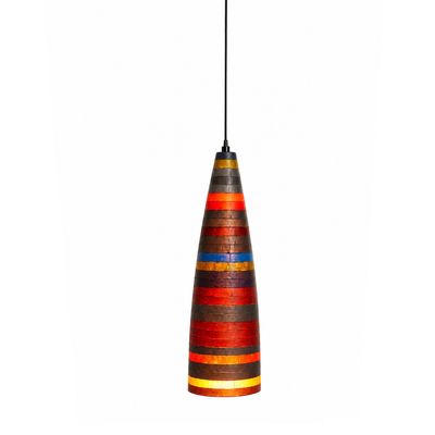retro lamp jaren '70 - 40 cm lange langwerpige hanglamp met vintage  verticale strepen - multi colour - kleurrijke steentjes mozaïek patronen