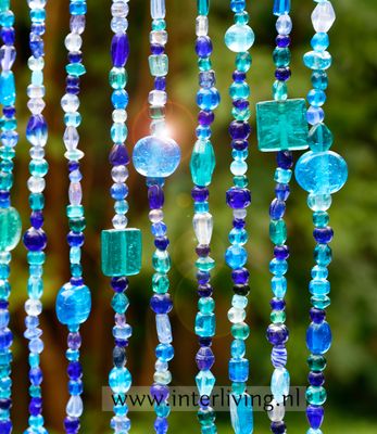 Hanglamp Asian glam - XL kleurrijke glaskralen blauw - horeca project hospitality  inrichting