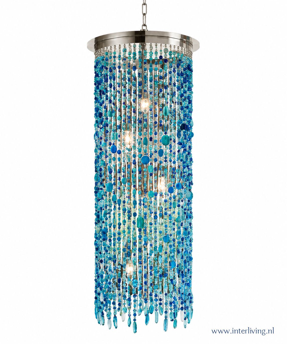 Hanglamp Asian glam - XL kleurrijke glaskralen blauw - horeca project hospitality  inrichting