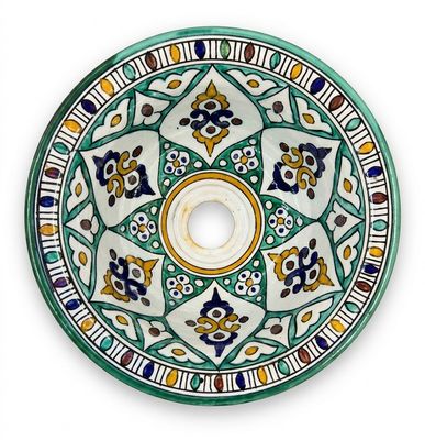 Marokkaanse waskom kleurrijk - "S380" - medium model rond - aardewerk (opbouw) wasbak Ø 25 cm