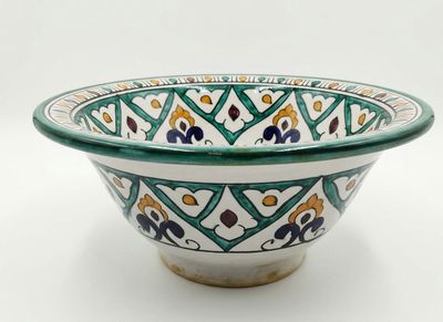 Marokkaanse waskom kleurrijk - "S380" - medium model rond - aardewerk (opbouw) wasbak Ø 25 cm