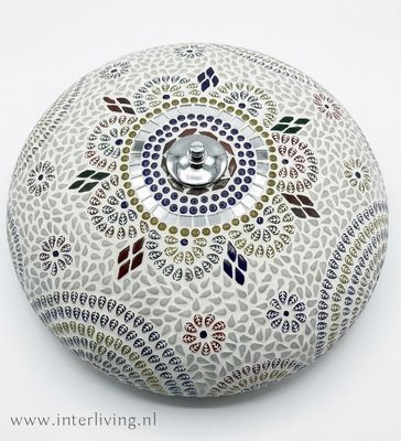 plafonnière mozaïek met kralen 38 cm - multi colour - leaves