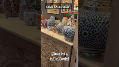 Ibiza kast mangohout met lotus houtsnijwerk uit India - 180 cm hoog / 90 cm breed / 40 cm diep - 8 panelen met houtsnijwerk - naturel - met 2 deuren