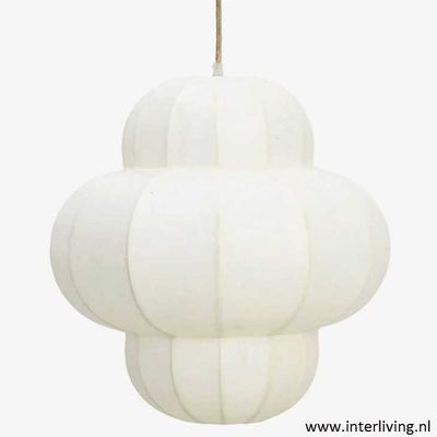 Handgemaakte japandi hanglamp wit - Himalaya lokta Nepal eco papier