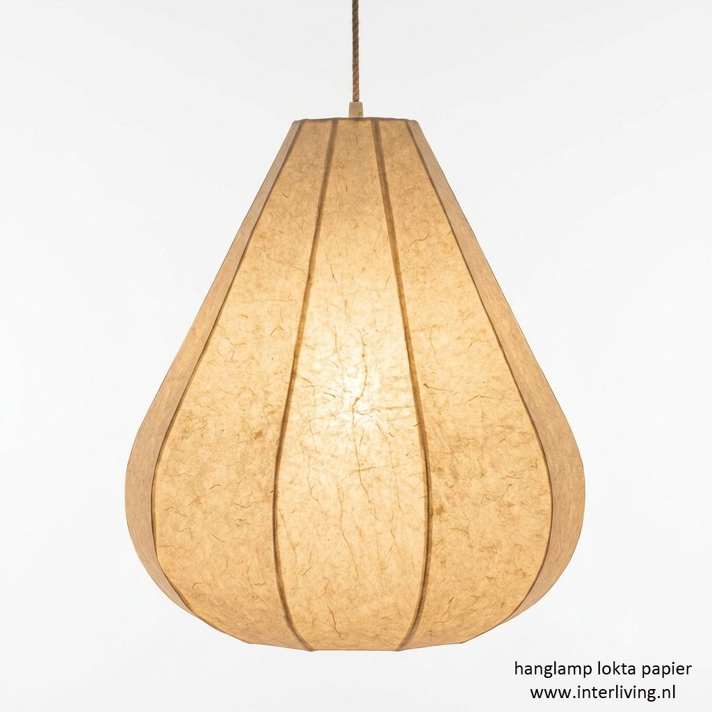 Handgemaakt eco druppel japandi hanglamp - Himalaya Nepal lokta papier wit Handgemaakt eco druppel japandi hanglamp - Himalaya Nepal lokta papier wit