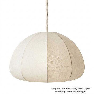 koepel hanglamp - Handgemaakt van Himalaya Nepal lokta papier - Japandi wit