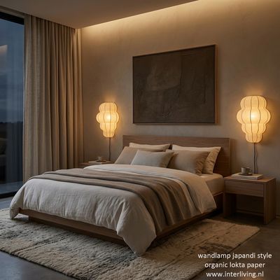 Handgemaakt japandi eco wandlamp - Himalaya Nepal lokta papier - wit