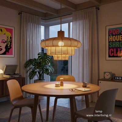 rotan hanglamp van ronde lagen - naturel Scandinavisch design