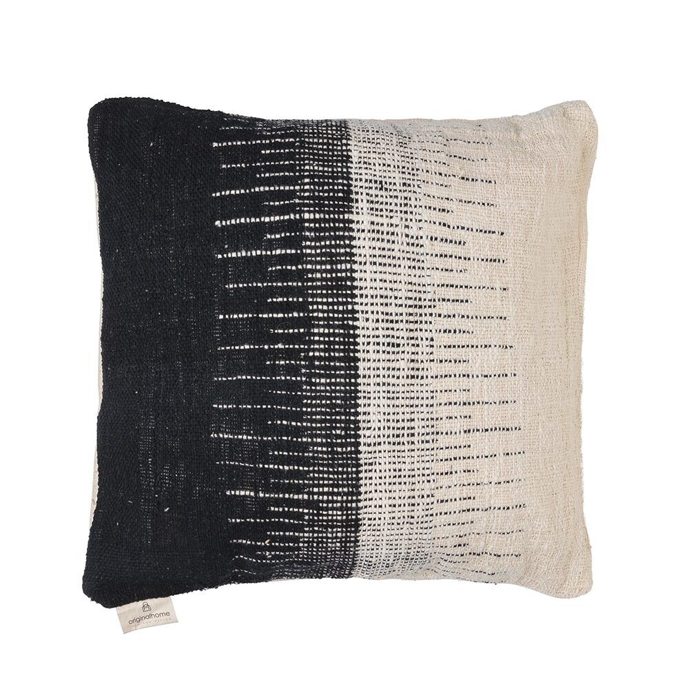 Kussenhoes van 100% gerecycled katoen - zwart wit piano streep - Original Home