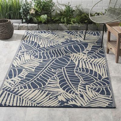 buitenkleed van gerecycled plastic  - navy manila palm boom blad