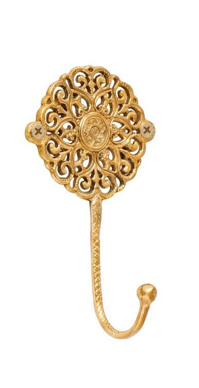 Haak van messing - goud - mandala bloem - voor aan de muur