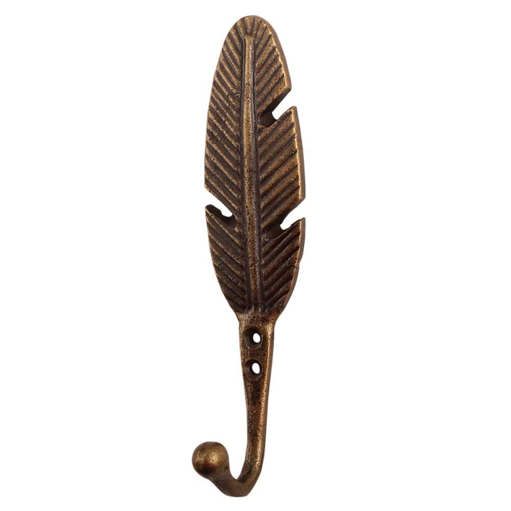 Haakje van messing - antique -  veertje - voor aan de muur