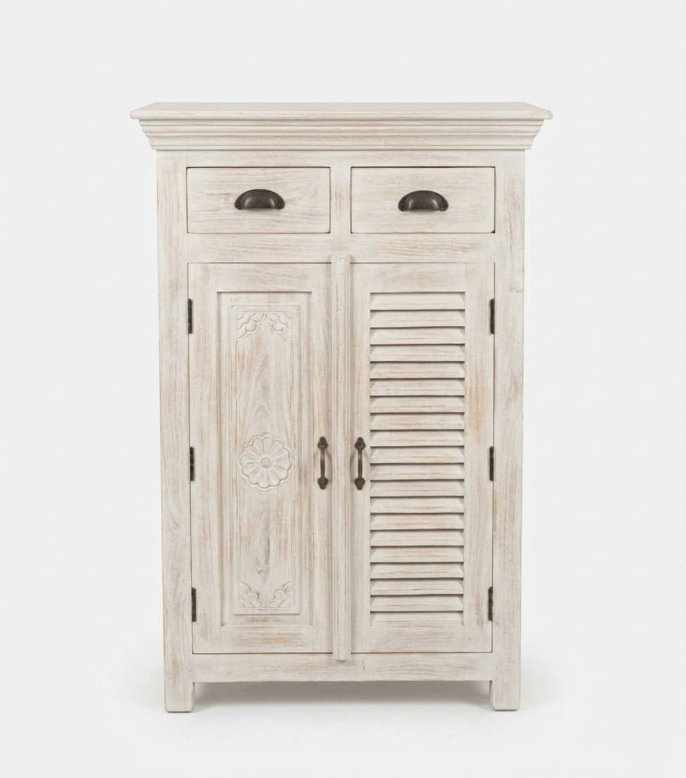 Ibiza kastje - white wash - mangohout - 120 cm hoog
