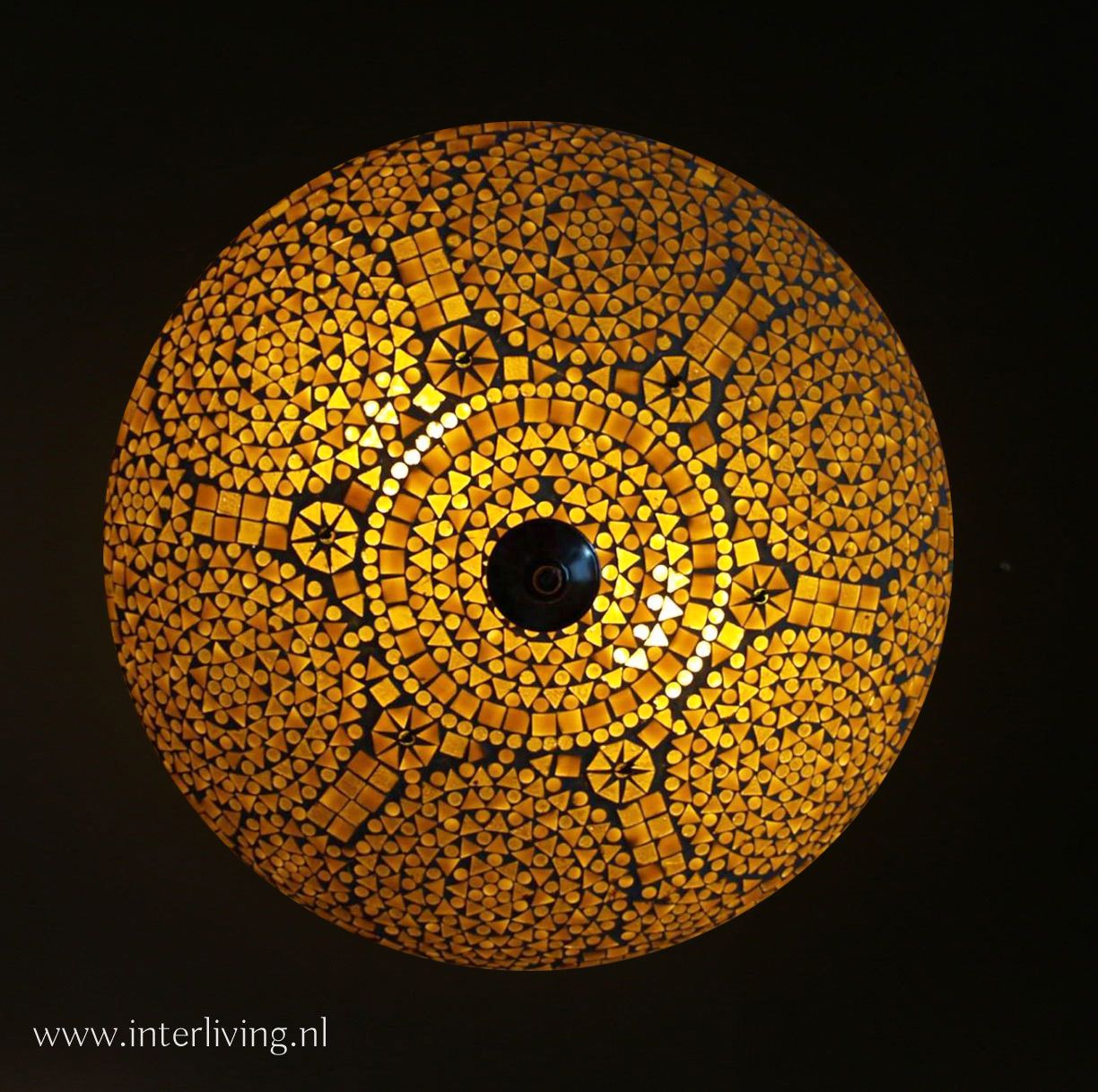 plafonnière mozaïek 50 cm - bruin/beige - gouden gloed