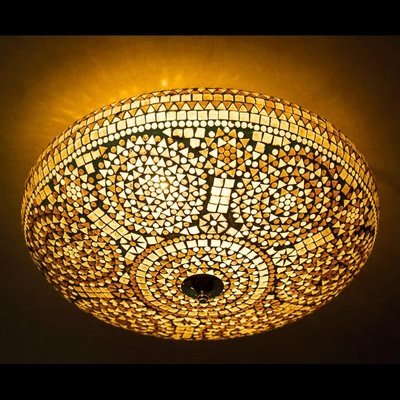 plafonnière mozaïek 50 cm - bruin/beige - gouden gloed