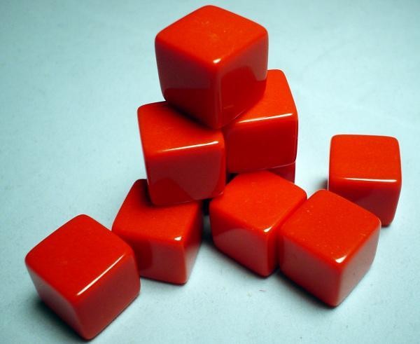 Blank Dice: 16mm d6 Opaque Red