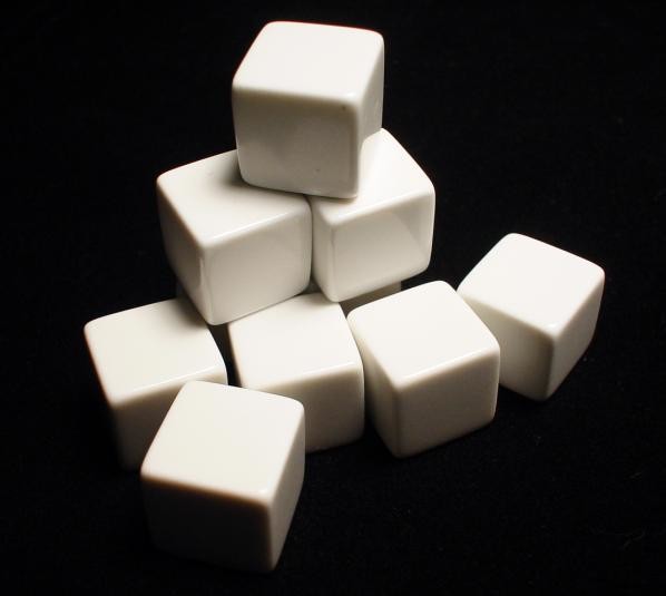 Blank Dice: 16mm d6 Opaque White