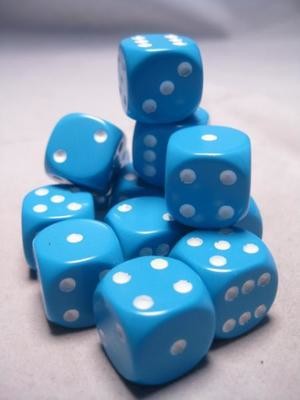 16mm d6 Opaque - Light Blue / White