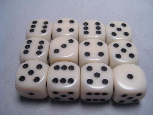 16mm d6 Opaque - Ivory / Black