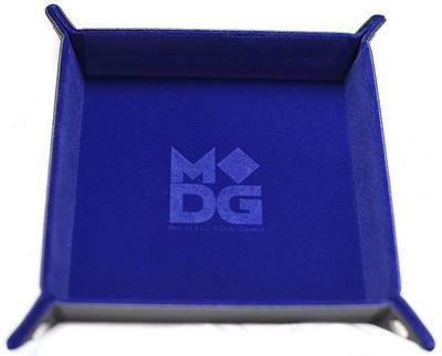Folding Dice Tray: Velvet with Leather Backing - Blue