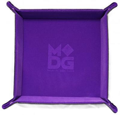 Folding Dice Tray: Velvet with Leather Backing - Purple