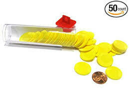 Mini Plastic Stacking Poker Chips, 7/8" - Yellow