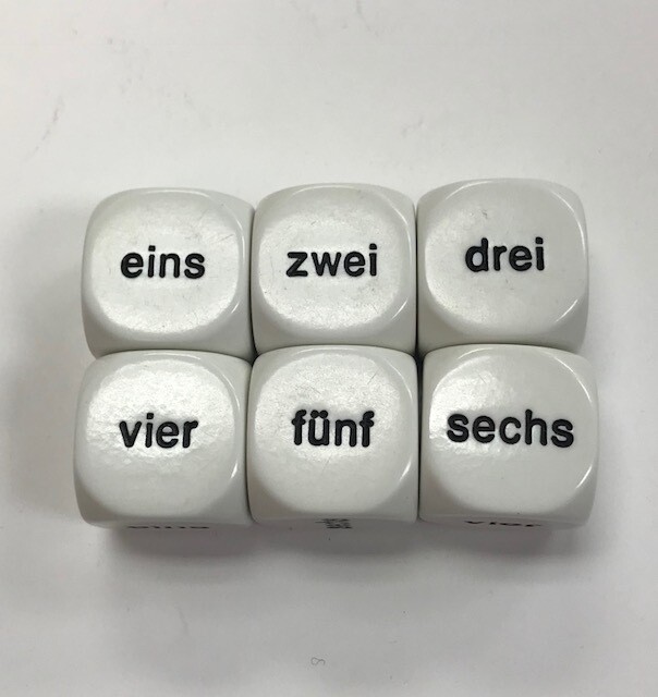 d6 20mm White/Black German Word Numbers Dice