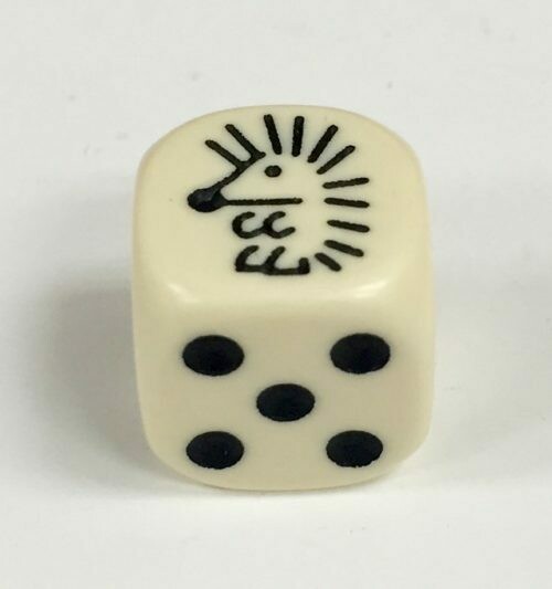 16mm d6 - Ivory with Hedgehog Icon