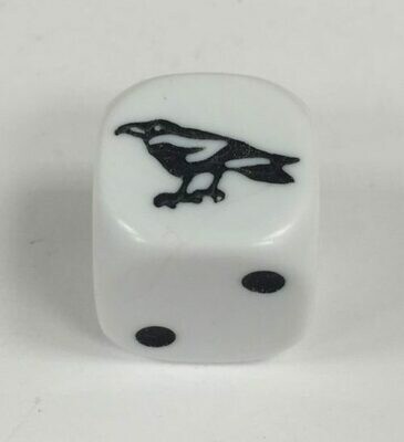 16mm d6 - White with Raven Icon