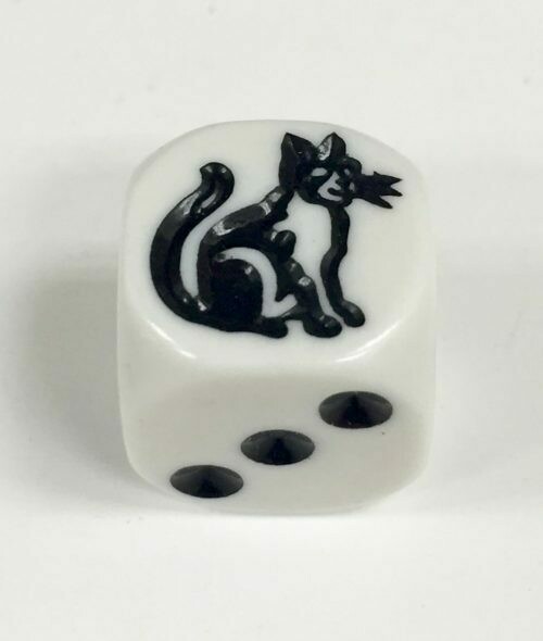 16mm d6 - White with Cat Icon