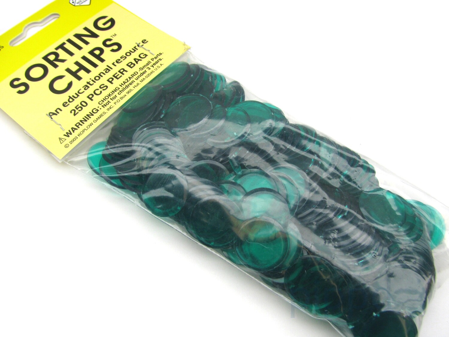 Sorting Chips: Transparent, 3/4" round, 250/bag - Green