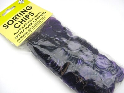 Sorting Chips: Transparent, 3/4" round, 250/bag - Purple