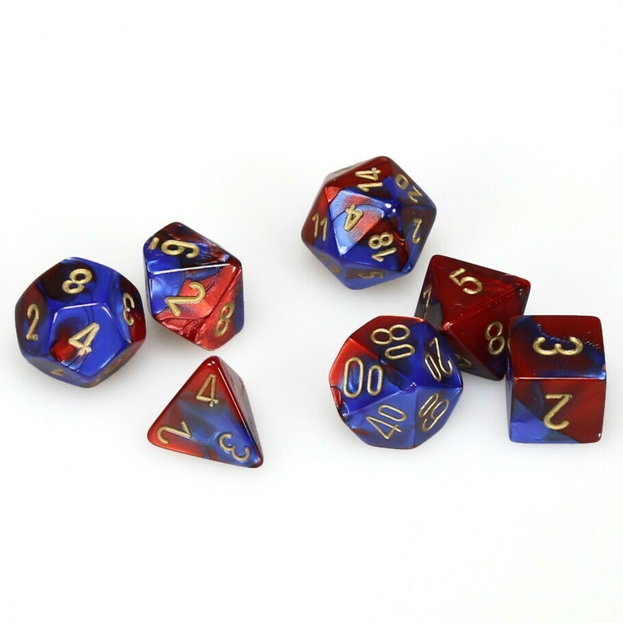 Polyhedral 7-die RPG Set (Chessex), Gemini - Blue-Red / Gold