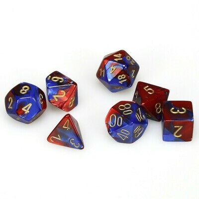 Polyhedral 7-die RPG Set (Chessex), Gemini - Blue-Red / Gold