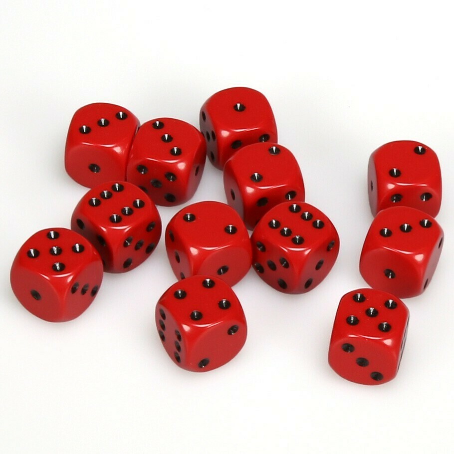 16mm d6 Opaque - Red / Black