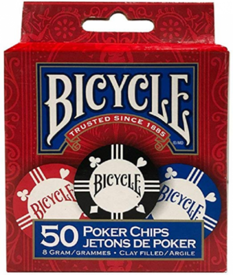Bicycle Poker Chips (8 gram, 2 color, clay filled, 50ct)