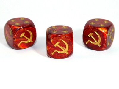 Axis and Allies d6 dice: Russia – Scarab Scarlet / Gold (Chessex)