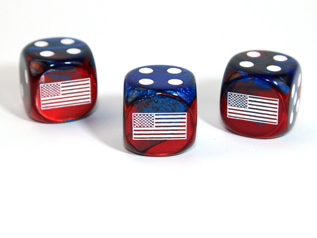 Axis and Allies d6 dice: USA – Gemini Blue-Red / White (Chessex)