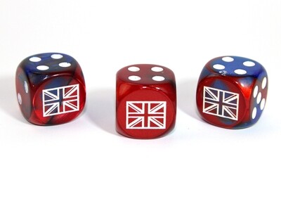 Axis and Allies d6 dice: United Kingdom – Gemini Blue-Red / White (Chessex)