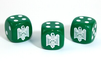 Axis and Allies d6 dice: Italy - Opaque Green / White (Chessex)