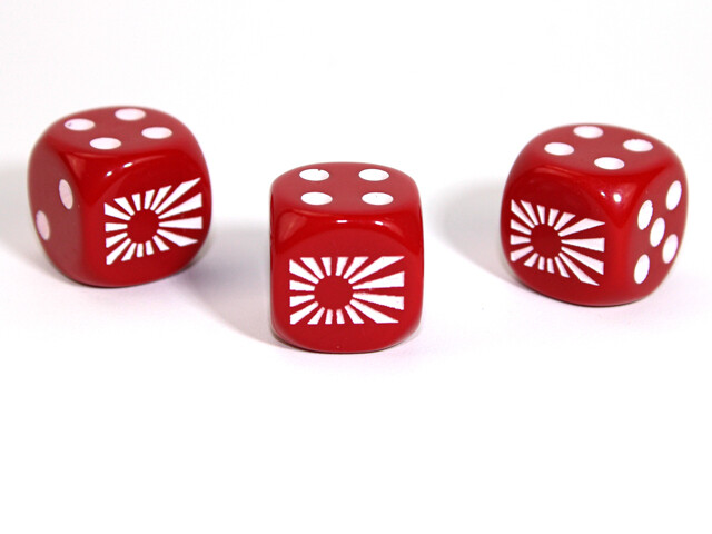 Axis and Allies d6 dice: Japan - Opaque Red / White (Chessex)
