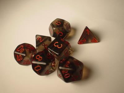 Polyhedral 7-die RPG Set: Translucent - Smoke / Red (Chessex)